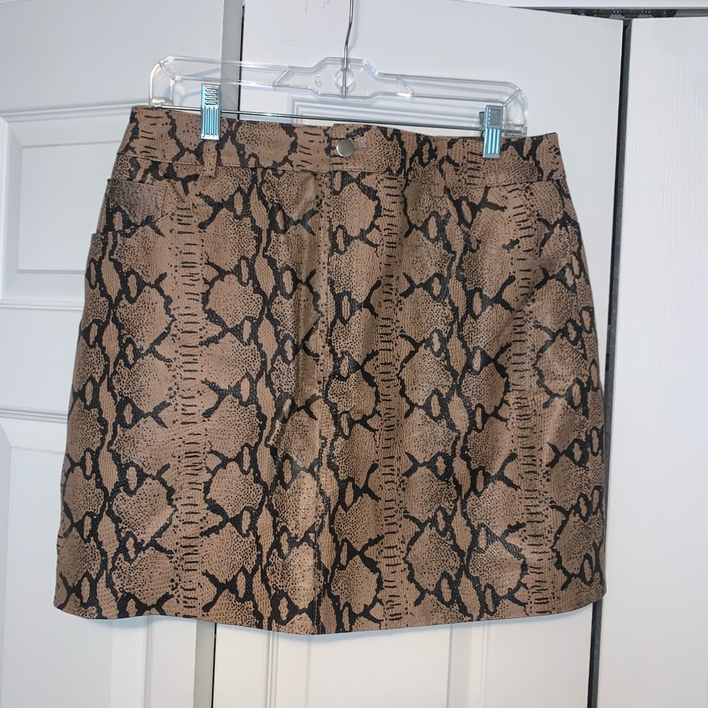 Worn Once - 100% leather snake print skirt